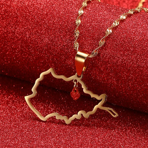 Afghanistan Map Heart Pendant Necklace Afghan Maps Jewelry