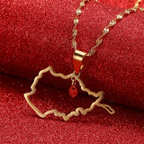 Afghanistan Map Heart Pendant Necklace Afghan Maps Jewelry