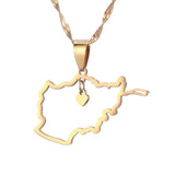 Afghanistan Map Heart Pendant Necklace Afghan Maps Jewelry
