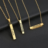 Personalized Bar Pendant Engrave Name Necklace Stainless Steel