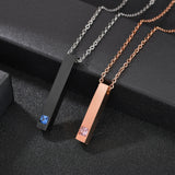 Personalized Bar Pendant Engrave Name Necklace Stainless Steel