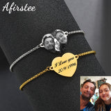 Stainless Steel Heart Pendant Engraved Name Date Bracelet