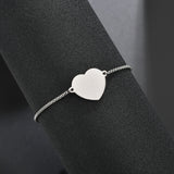 Stainless Steel Heart Pendant Engraved Name Date Bracelet