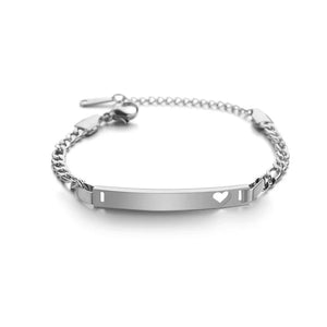 Personalized Heart Bracelet Stainless Steel Nameplate Date