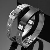 Men's Leather Bracelet Stainless Steel Engraved Nameplate Birthday Gift