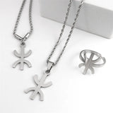 African Berbers Symbol Jewelry Set Amazigh Letter Necklace Bracelet