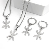 African Berbers Symbol Jewelry Set Amazigh Letter Necklace Bracelet