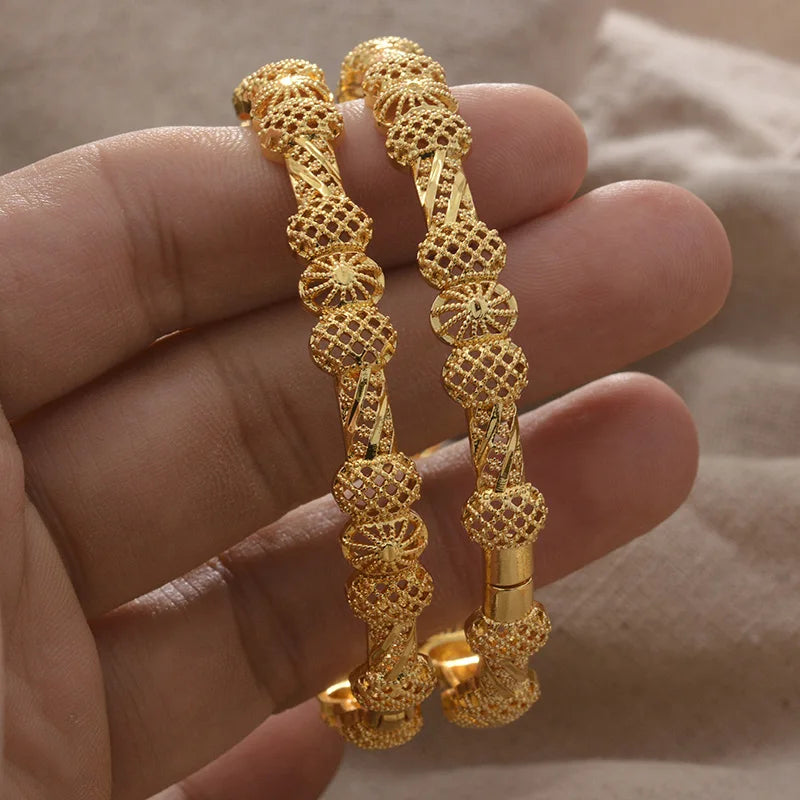 Africa Dubai Bangle For Women African Flower Plated Bangle Bracelets
