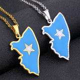 Africa Great Somalia Map Flag Pendant Necklace Stainless Steel Women Men
