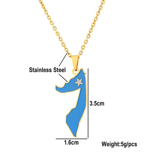 Africa Great Somalia Map Flag Pendant Necklace Stainless Steel Women Men