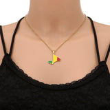Africa Mali Map Flag Pendant Necklace Stainless Steel Gold/Silver