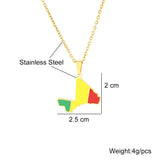 Africa Mali Map Flag Pendant Necklace Stainless Steel Gold/Silver