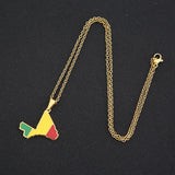 Africa Mali Map Flag Pendant Necklace Stainless Steel Gold/Silver
