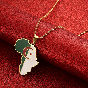 Africa Map & Algeria Map Pendant Necklaces Jewelry Map African Algeria Map Gift