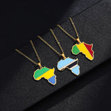 Africa Map Pendant Necklace Stainless Steel Jewelry Egypt Tanzania Eritrea