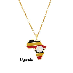 Africa Map Pendant Necklace Stainless Steel Jewelry Egypt Tanzania Eritrea