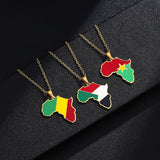 Africa Map Pendant Necklace Stainless Steel Jewelry Egypt Tanzania Eritrea