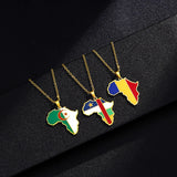 Africa Map Pendant Necklace Stainless Steel Jewelry Egypt Tanzania Eritrea