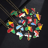 Africa Map Pendant Necklace Stainless Steel Jewelry Egypt Tanzania Eritrea