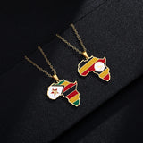 Africa Map Pendant Necklace Stainless Steel Jewelry Egypt Tanzania Eritrea