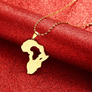 Africa Map Pendant Necklace Silver Jewelry for Women Men