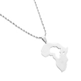 Africa Map Pendant Necklace Silver Jewelry for Women Men