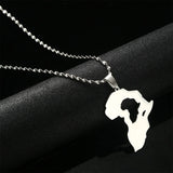 Africa Map Pendant Necklace Silver Jewelry for Women Men
