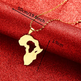 Africa Map Pendant Necklace Silver Jewelry for Women Men