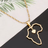 Africa Map Pendant Necklaces Heart African Maps Jewelry Charms Heart Map