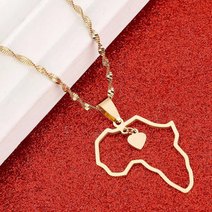 Africa Map Pendant Necklaces Heart African Maps Jewelry Charms Heart Map