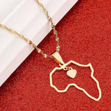 Africa Map Pendant Necklaces Heart African Maps Jewelry Charms Heart Map