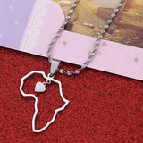 Africa Map Pendant Necklaces Heart African Maps Jewelry Charms Heart Map