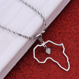 Africa Map Pendant Necklaces Heart African Maps Jewelry Charms Heart Map