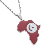 Africa & Tunisia Map Pendant Necklaces Silver Jewelry Tunisia Gift