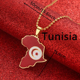 Africa & Tunisia Map Pendant Necklaces Silver Jewelry Tunisia Gift
