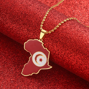 Africa & Tunisia Map Pendant Necklaces Silver Jewelry Tunisia Gift