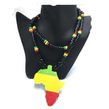 Africa Map Wooden Pendant Necklace for Men