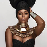 African Bib Torque Choker Necklace Metal Collar Indian Jewelry