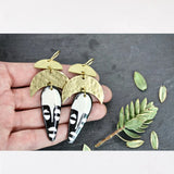 African Bone & Brass Statement Earrings