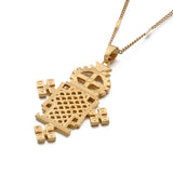 African Ethiopian Silver Cross Pendant Necklace