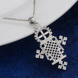 African Ethiopian Silver Cross Pendant Necklace