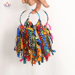 African Fabric Earrings with Tassels for Women Ankara Oversized Earrings