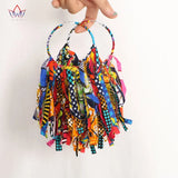 African Fabric Earrings with Tassels for Women Ankara Oversized Earrings