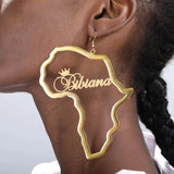 African Map Women's Earrings Stainless Steel Ethnic Jewelry