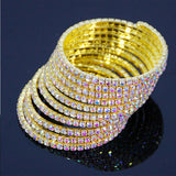 African Multilayer Rhinestone Cuff Bracelet