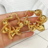 African Nigeria Big Drop Earrings Copper Large Style For Women