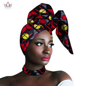 African Print Bandana Head Wrap Long Scarf & Necklace Ankara Dashiki