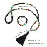 African Turquoise Tassel Necklace Tiger Eye Bracelet Yoga Jewelry