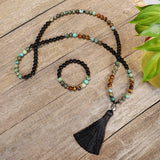 African Turquoise Tassel Necklace Tiger Eye Bracelet Yoga Jewelry