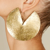African Tribal Brass Earrings Hammered Oversized Boho Jewelry